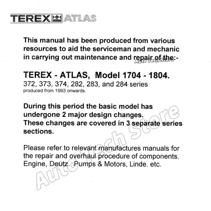 For Terex Atlas 1704 / 1804 Ex - огляд і ціна Workshop Tools Car